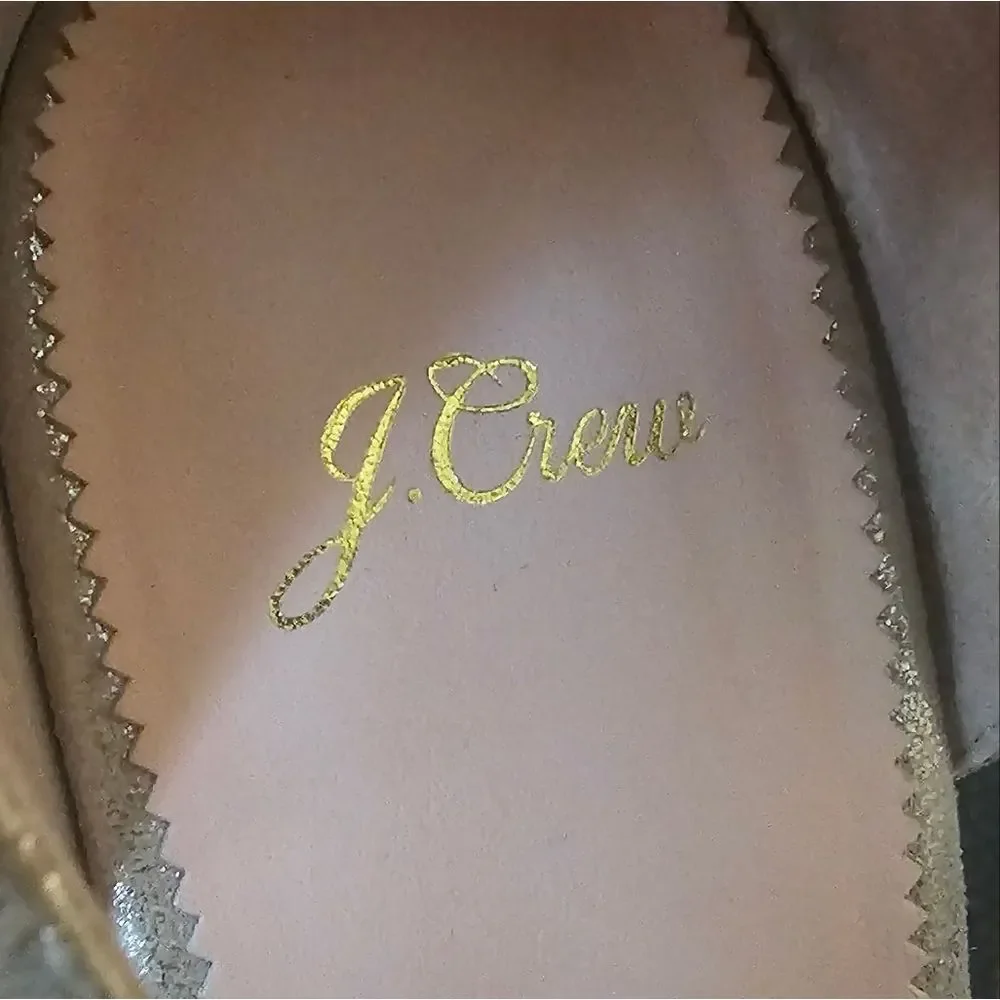 J. CREW Jute Metallic Leather‎ Wedge Sandals - Size 11